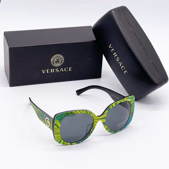 New! Versace Green Acetate 56mm Sunglasses